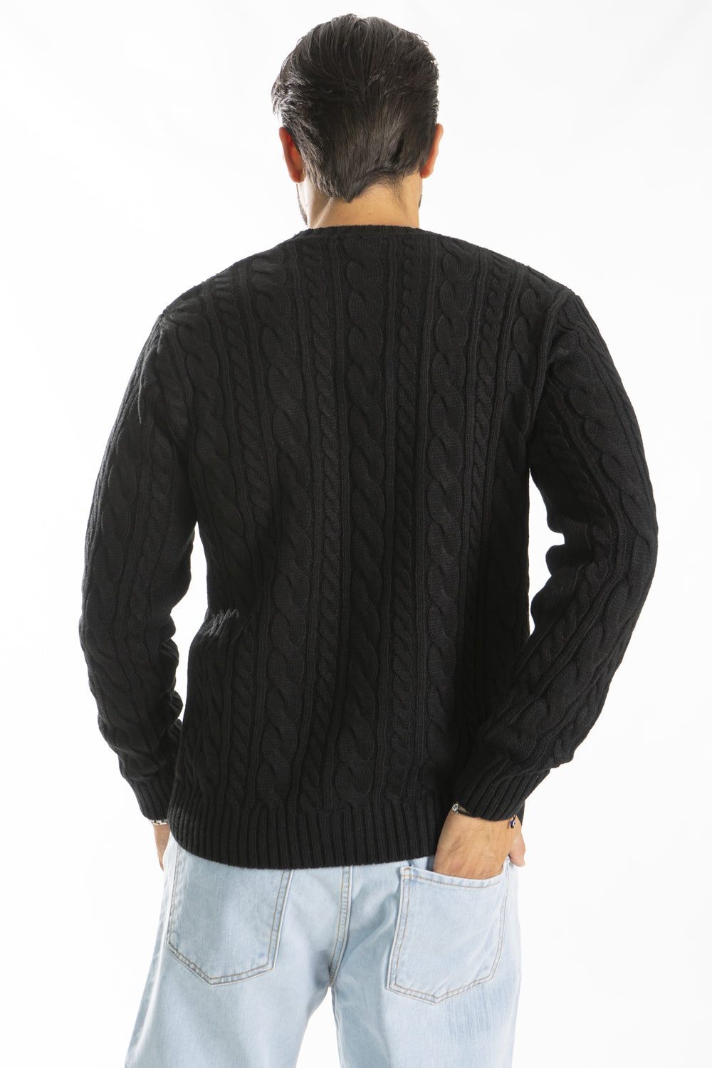 Maglione Lana Uomo Con Trecce Girocollo Pullover Art. Mg121