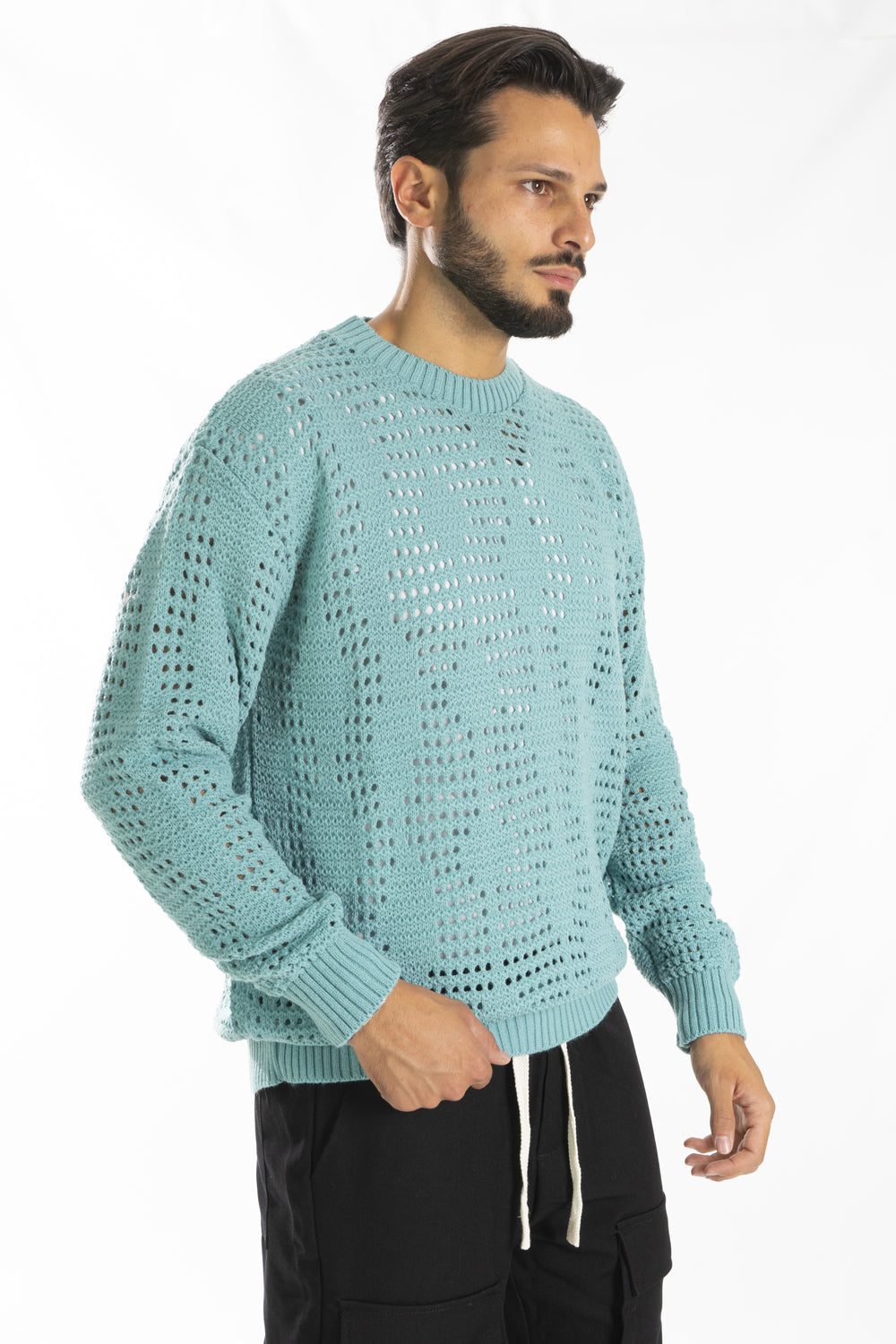 Maglione Uomo Traforato Girocollo Lana Art. Mg122