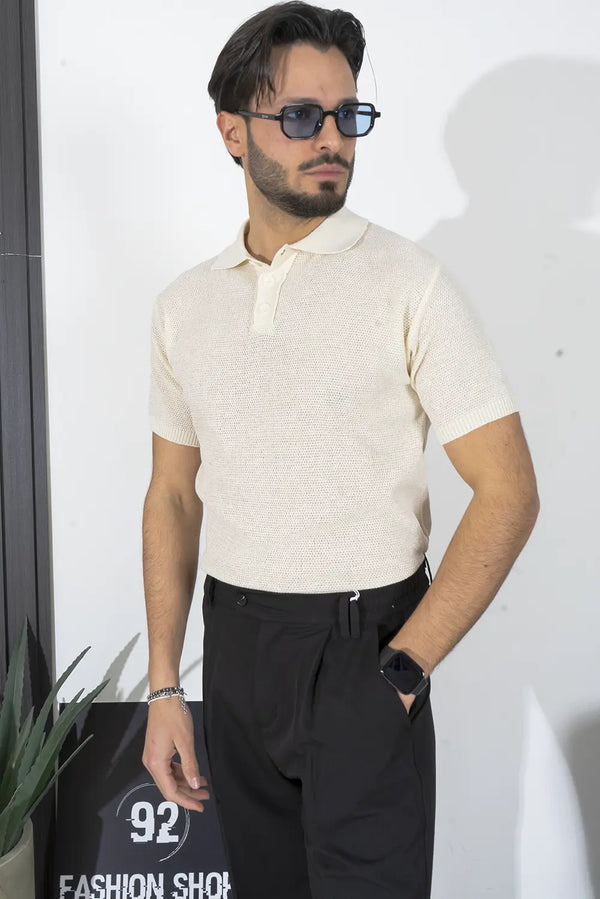 Garter Stitch Knit Polo Art. Ts203