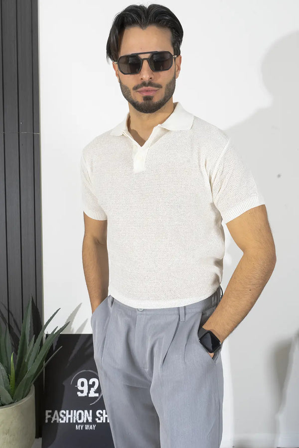 Garter Stitch Knit Polo Art. Ts203