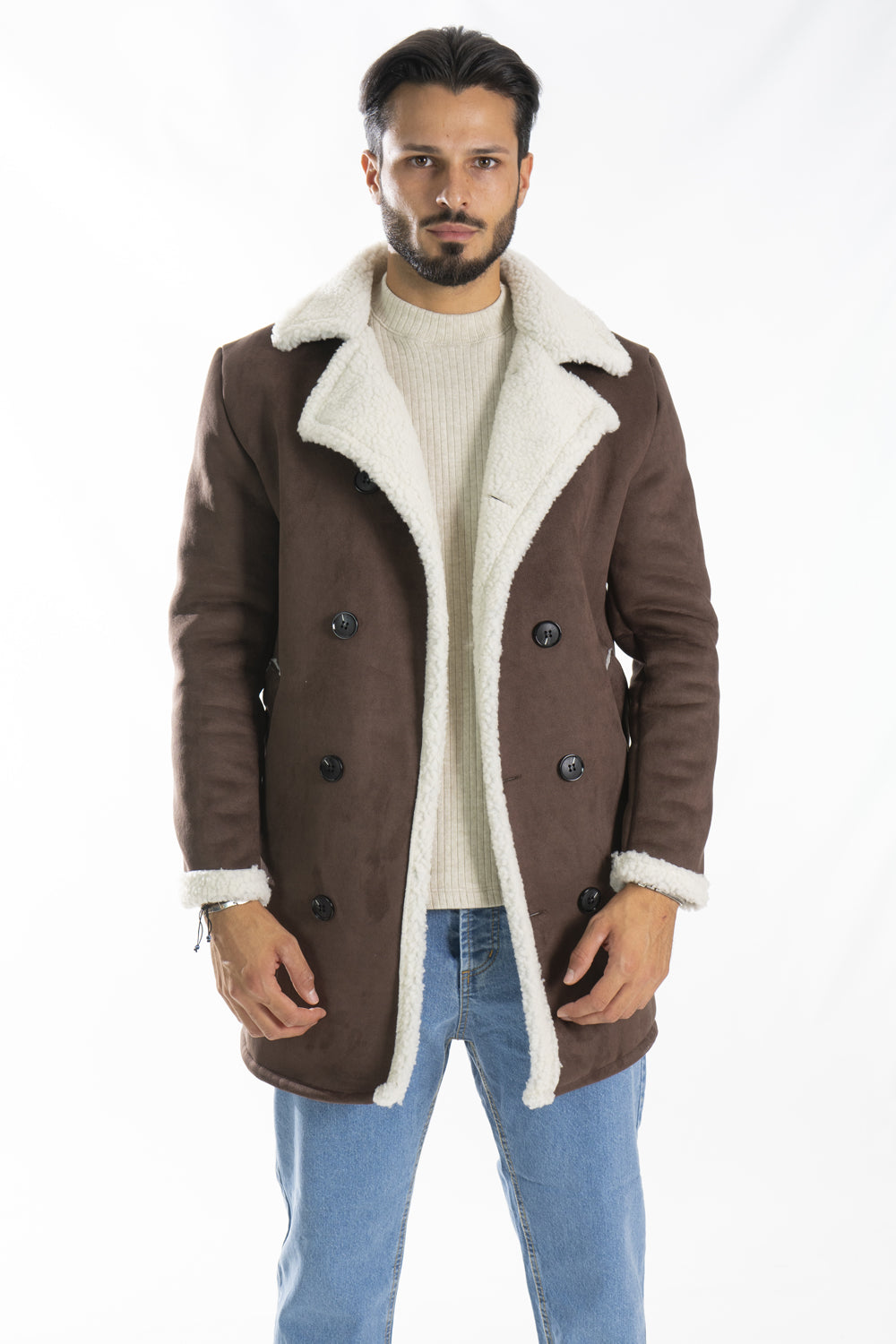 Cappotto Uomo Montone Doppio Bottone Interno in Pile Art. Cp29