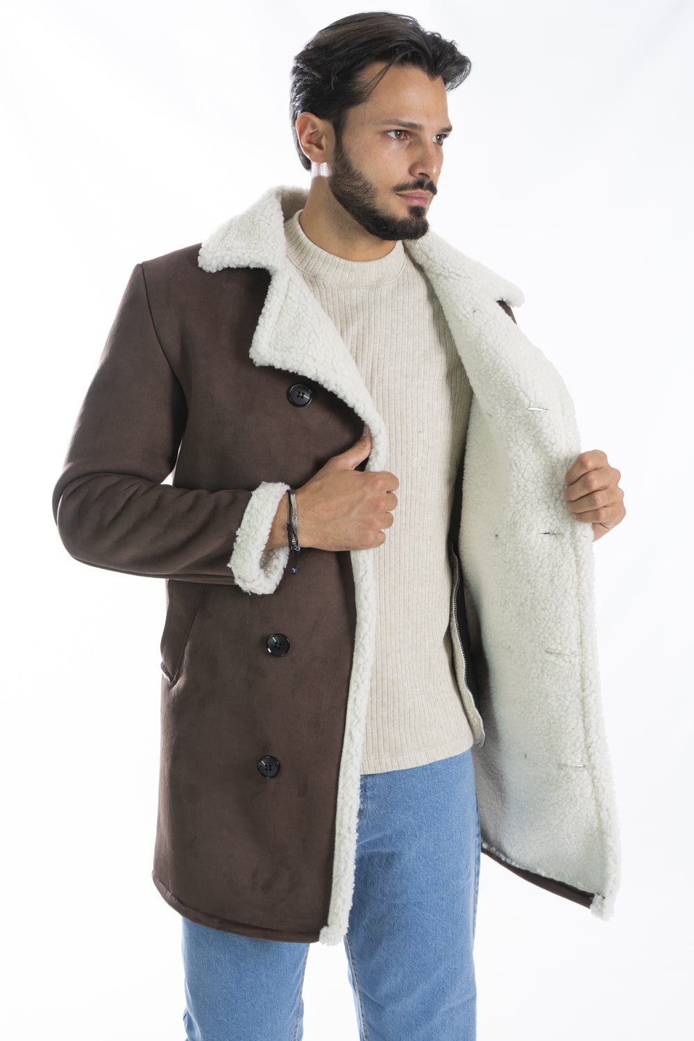 Cappotto Uomo Montone Doppio Bottone Interno in Pile Art. Cp29