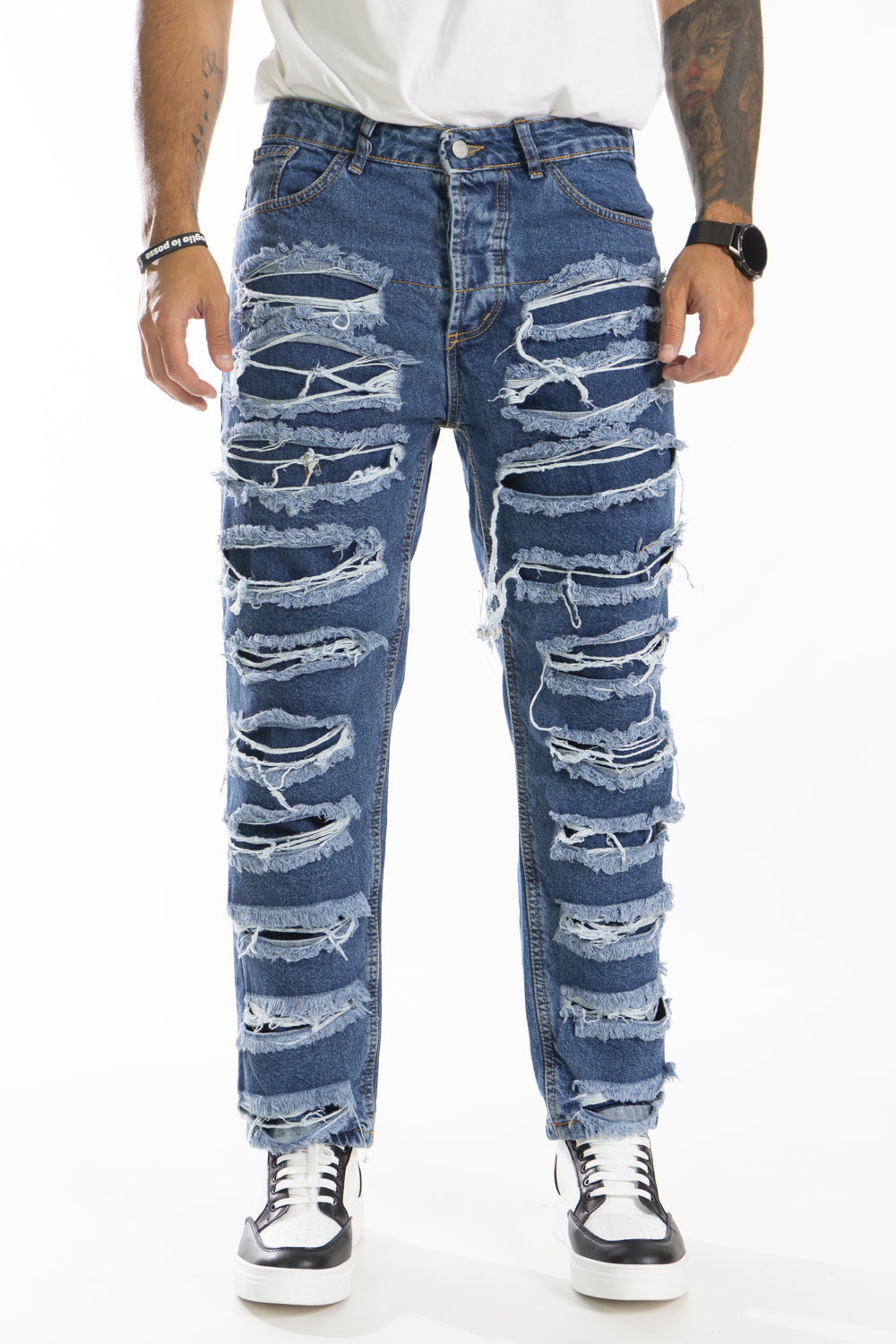 Jeans Uomo Destroyed Con Frange e strappi con fodera Art. Js398