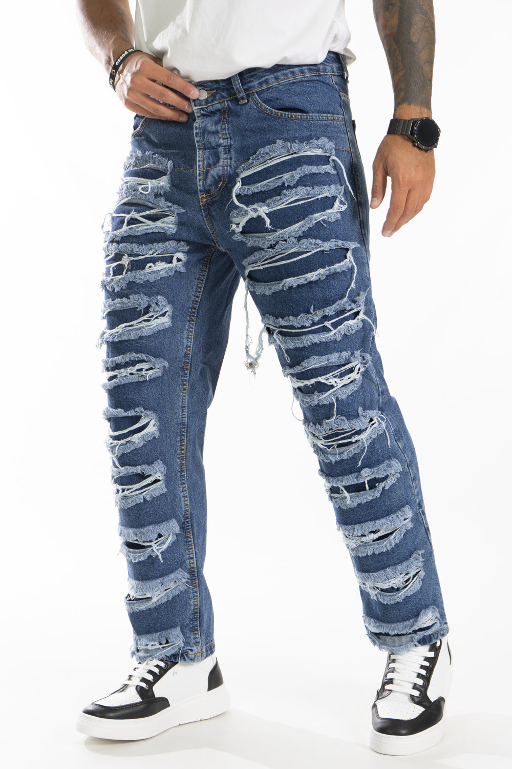 Jeans Uomo Destroyed Con Frange e strappi con fodera Art. Js398