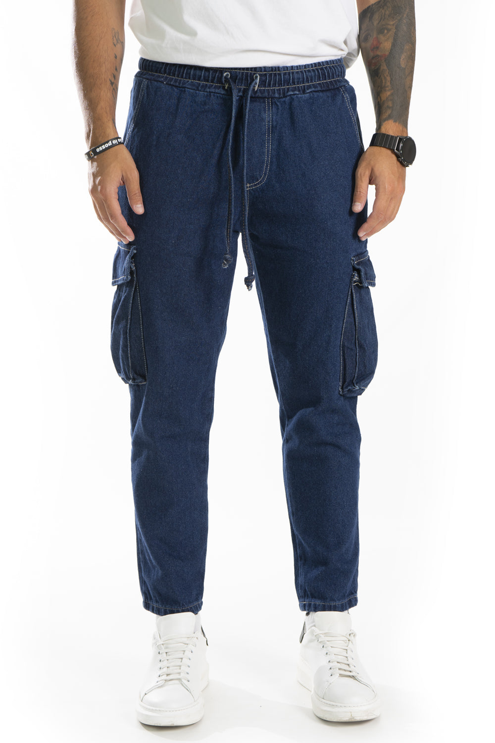 Jeans Uomo Lavaggio Zero Cargo con vita Jogger Art. Js396