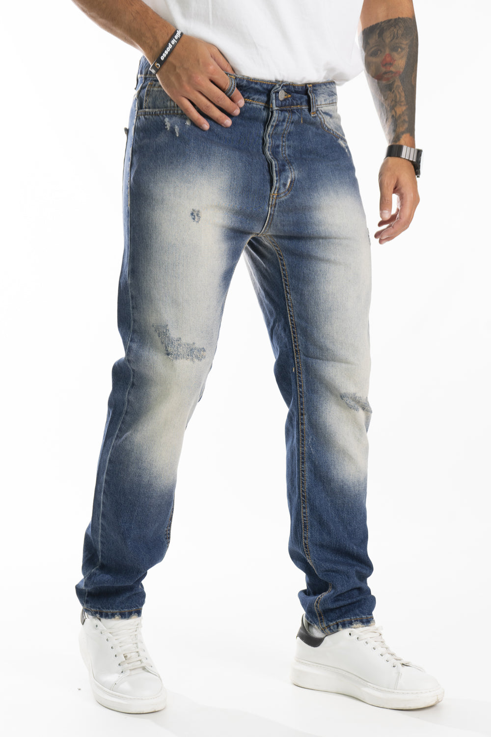 Jeans Uomo Lavaggio Old Sabbiato Con Sfumature Art. Js397