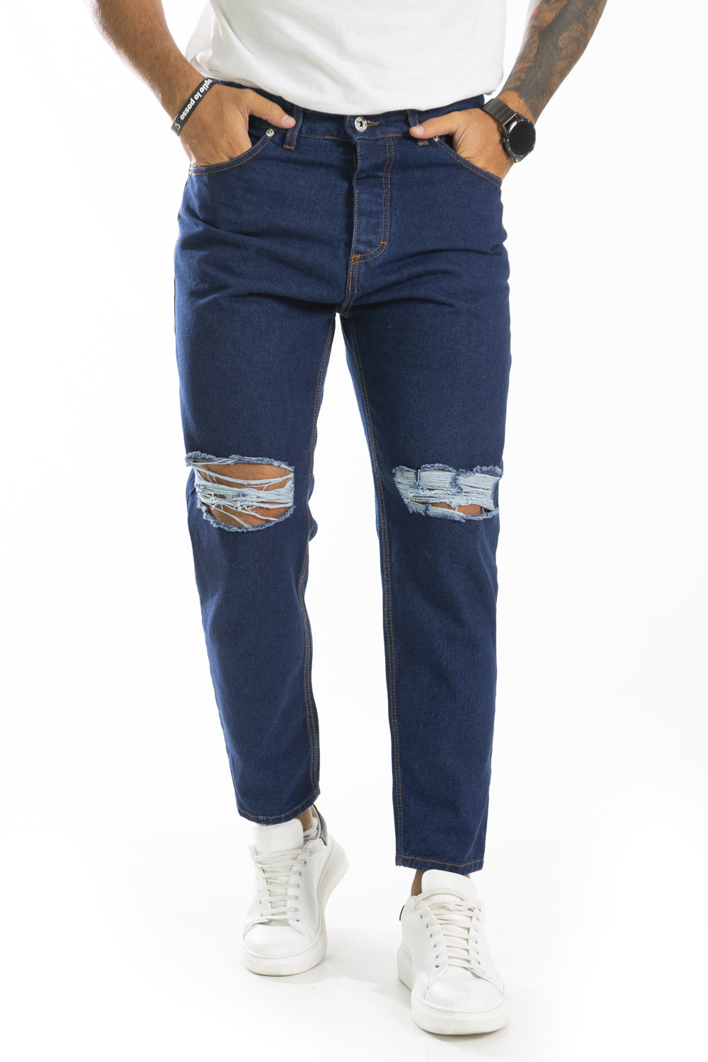 Jeans Uomo Basic Con strappi Ginocchia 92 Fashion Shop Art. JS247