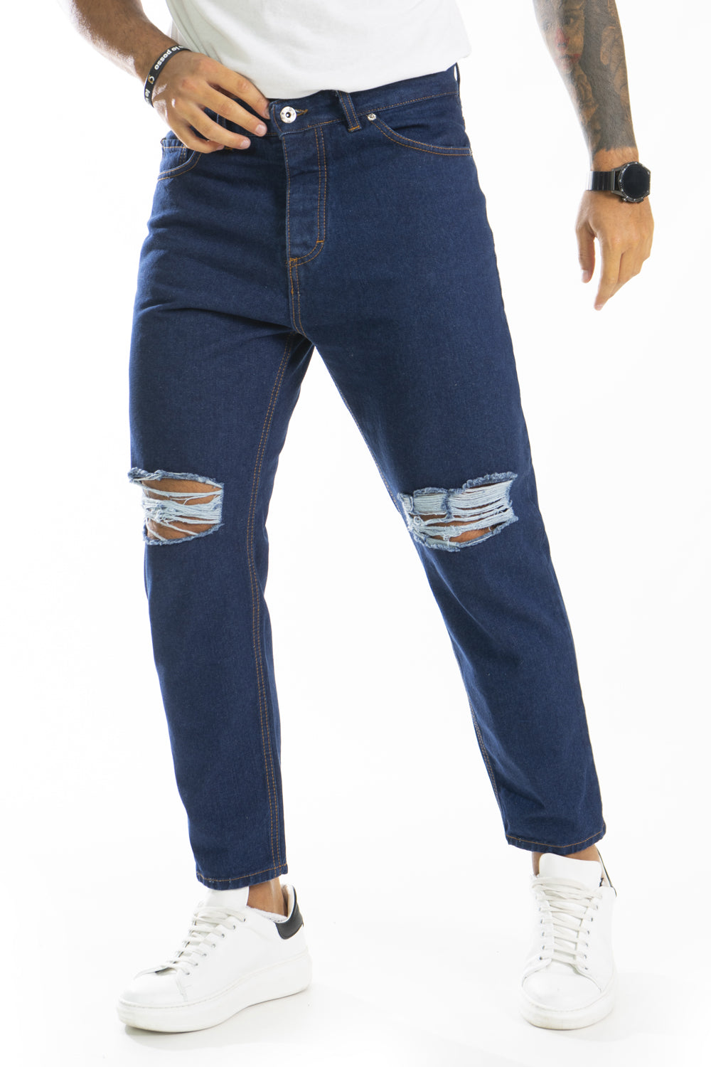 Jeans Uomo Basic Con strappi Ginocchia 92 Fashion Shop Art. JS247