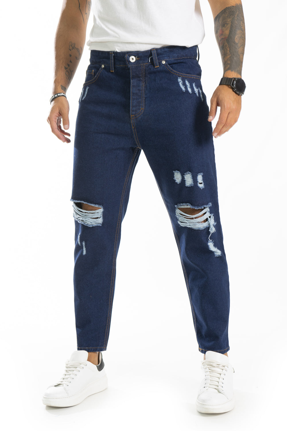 Jeans Uomo 5 Tasche Doppio Strappo e Abrasioni Art. Js219