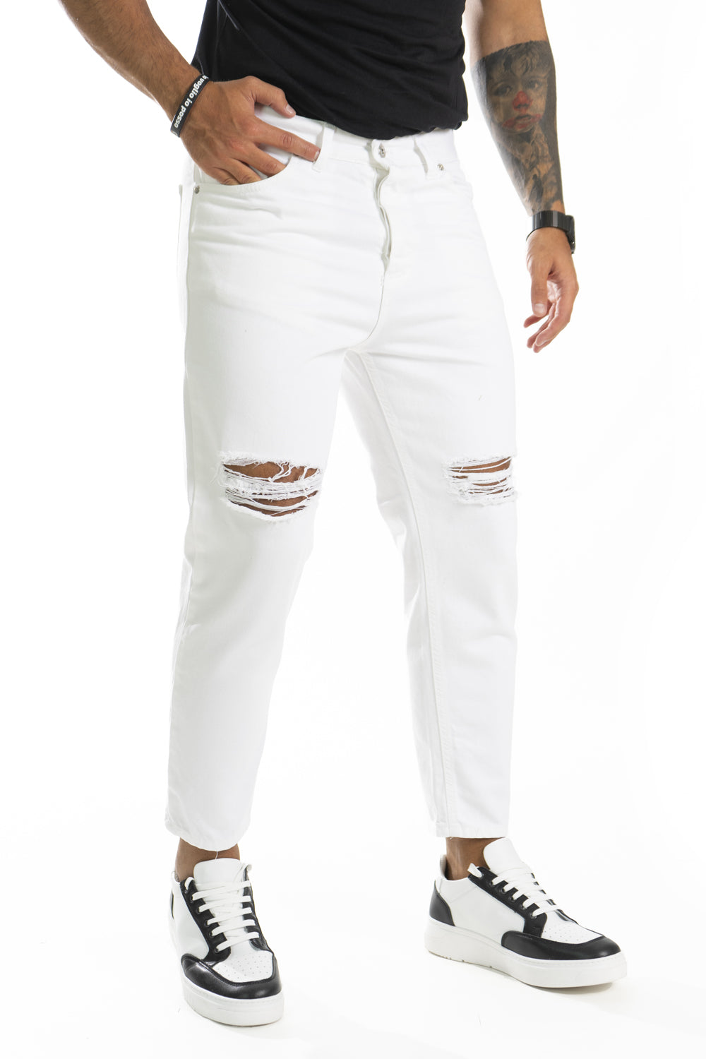 Jeans Uomo Strappi Ginocchia Tinta Unita By 92 Fashion Shop Art. Js273