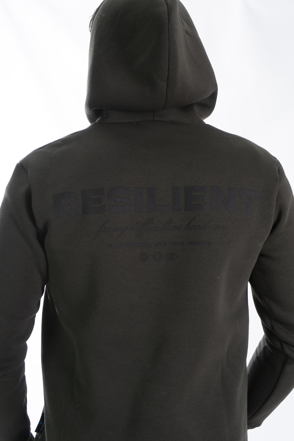 Felpa Uomo Con Cappuccio ''Resilient'' stampa in rilievo Art. Fe179