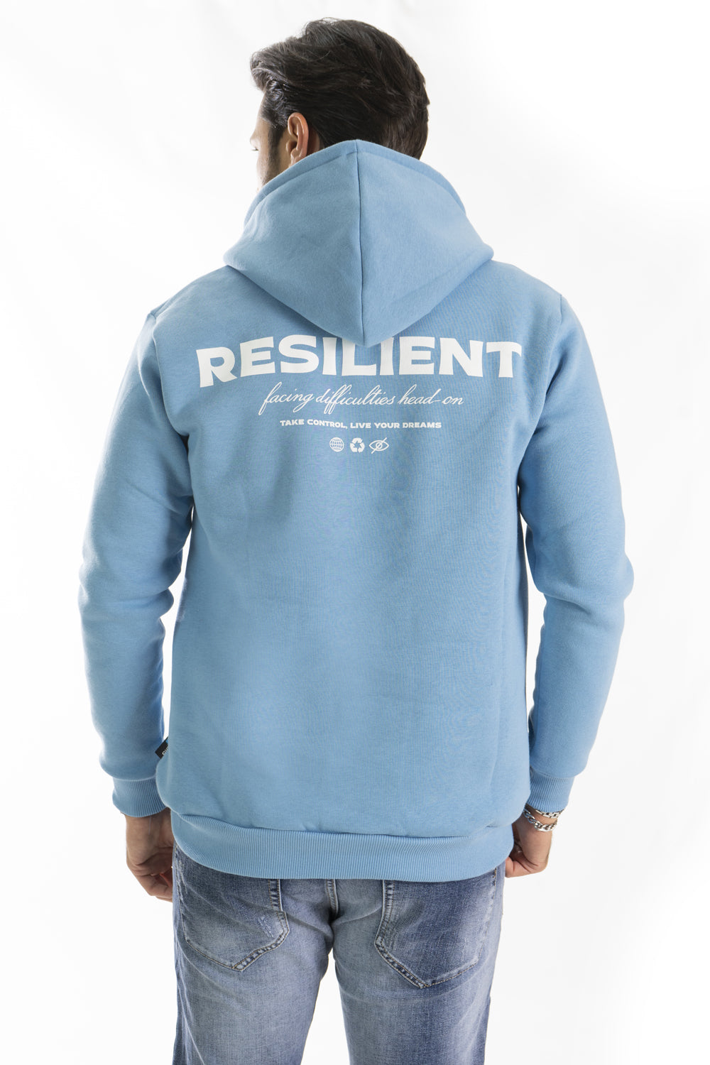 Felpa Uomo Con Cappuccio ''Resilient'' stampa in rilievo Art. Fe179