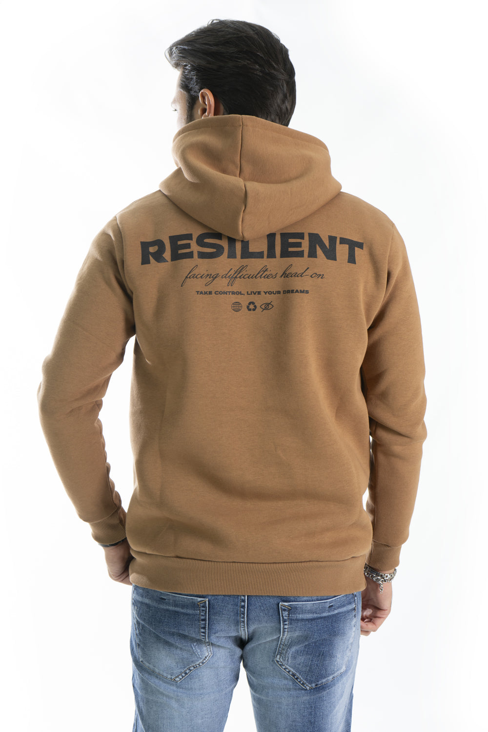 Felpa Uomo Con Cappuccio ''Resilient'' stampa in rilievo Art. Fe179