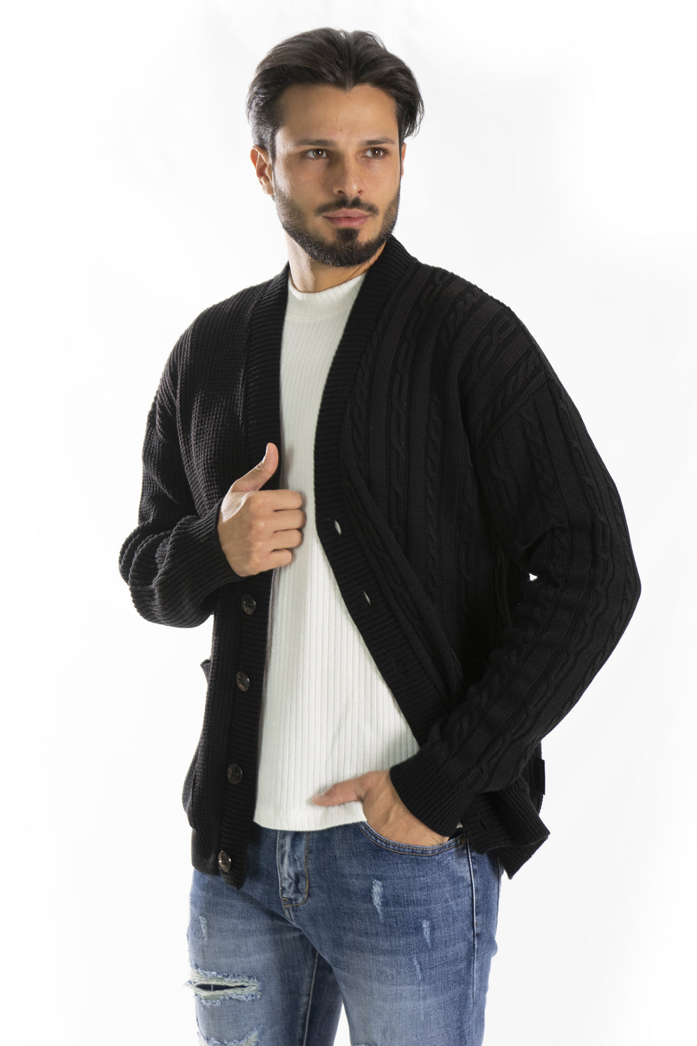 Cardigan Maglione Uomo Con Bottoni Fantasia Art. Mg126