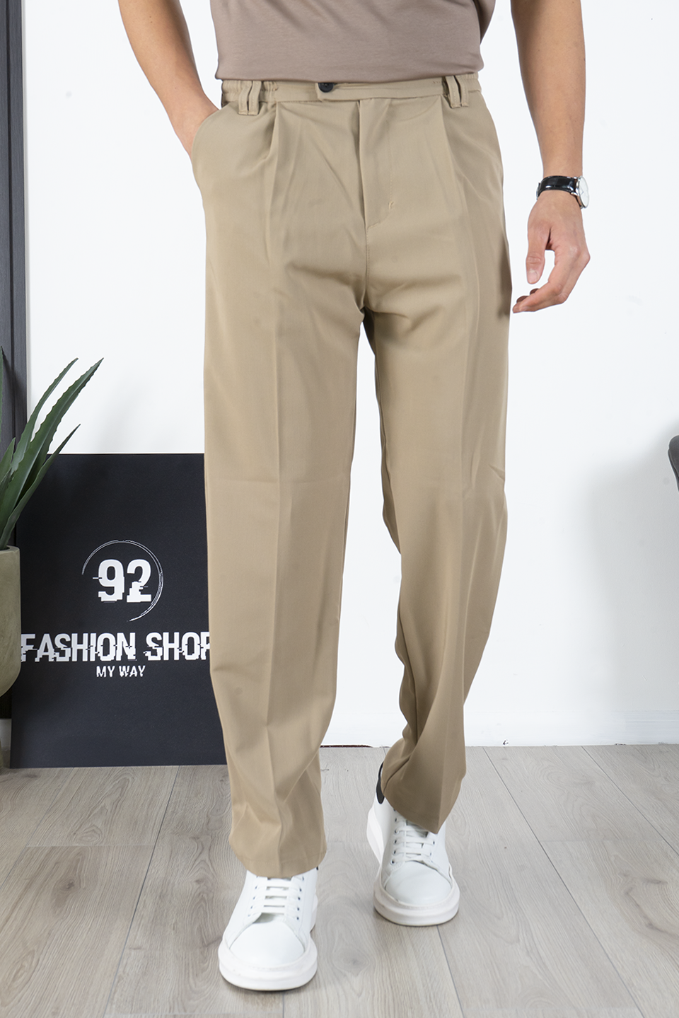 Pantalone Uomo Con Bottone Laterale Fondo Ampio Art. Pt186