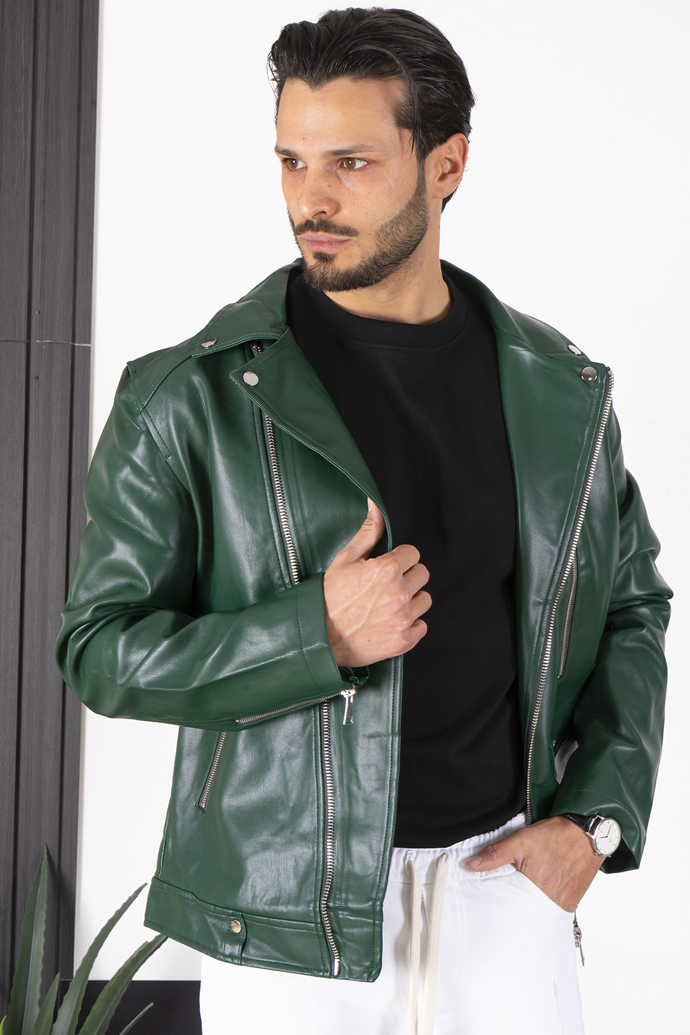 Giubbotto Giacca Uomo Ecopelle Bikers Chiodo Art. Gb07
