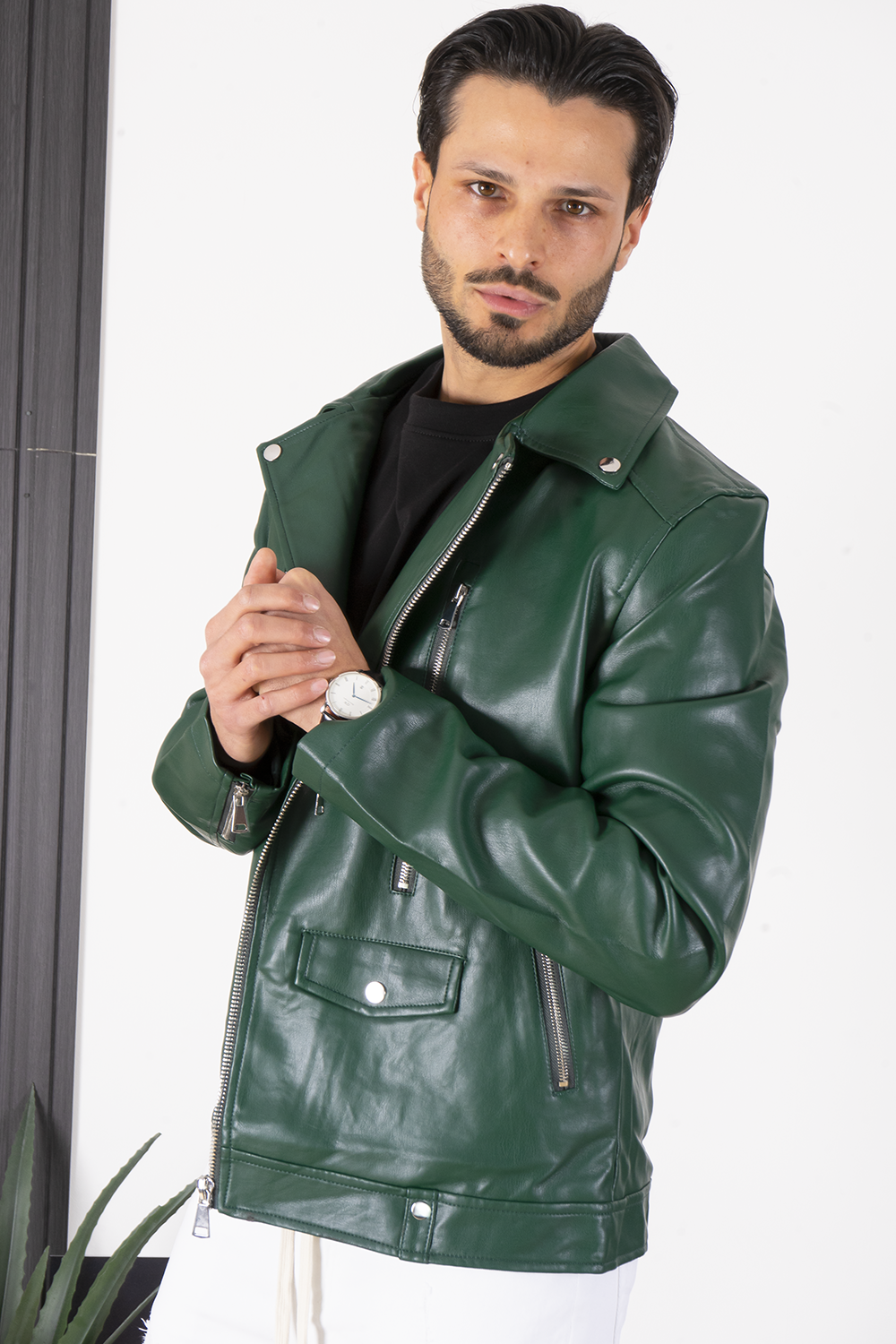Giubbotto Giacca Uomo Ecopelle Bikers Chiodo Art. Gb07