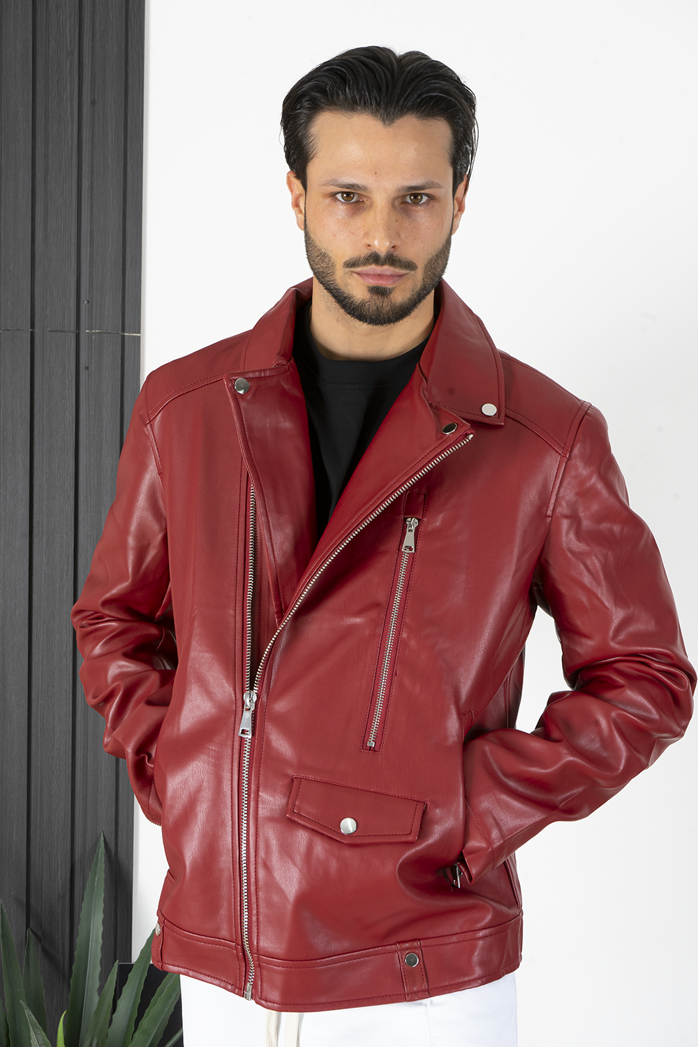 Biker Giacca Trussardi Biker Giubbino Uomo Pelle Trussardi Giacca