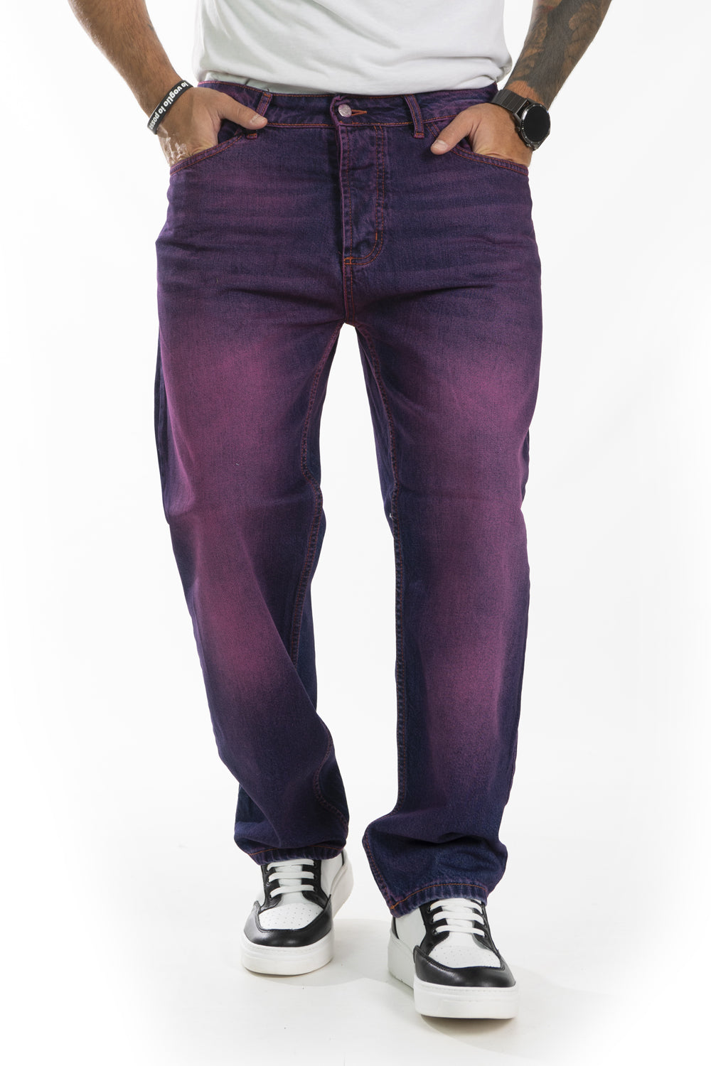 Jeans Uomo Baggy Violet Loose Fit Art. Js405