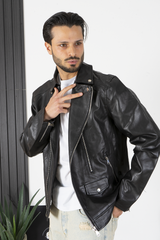 Giubbotto Giacca Uomo Ecopelle Bikers Chiodo Art. Gb07