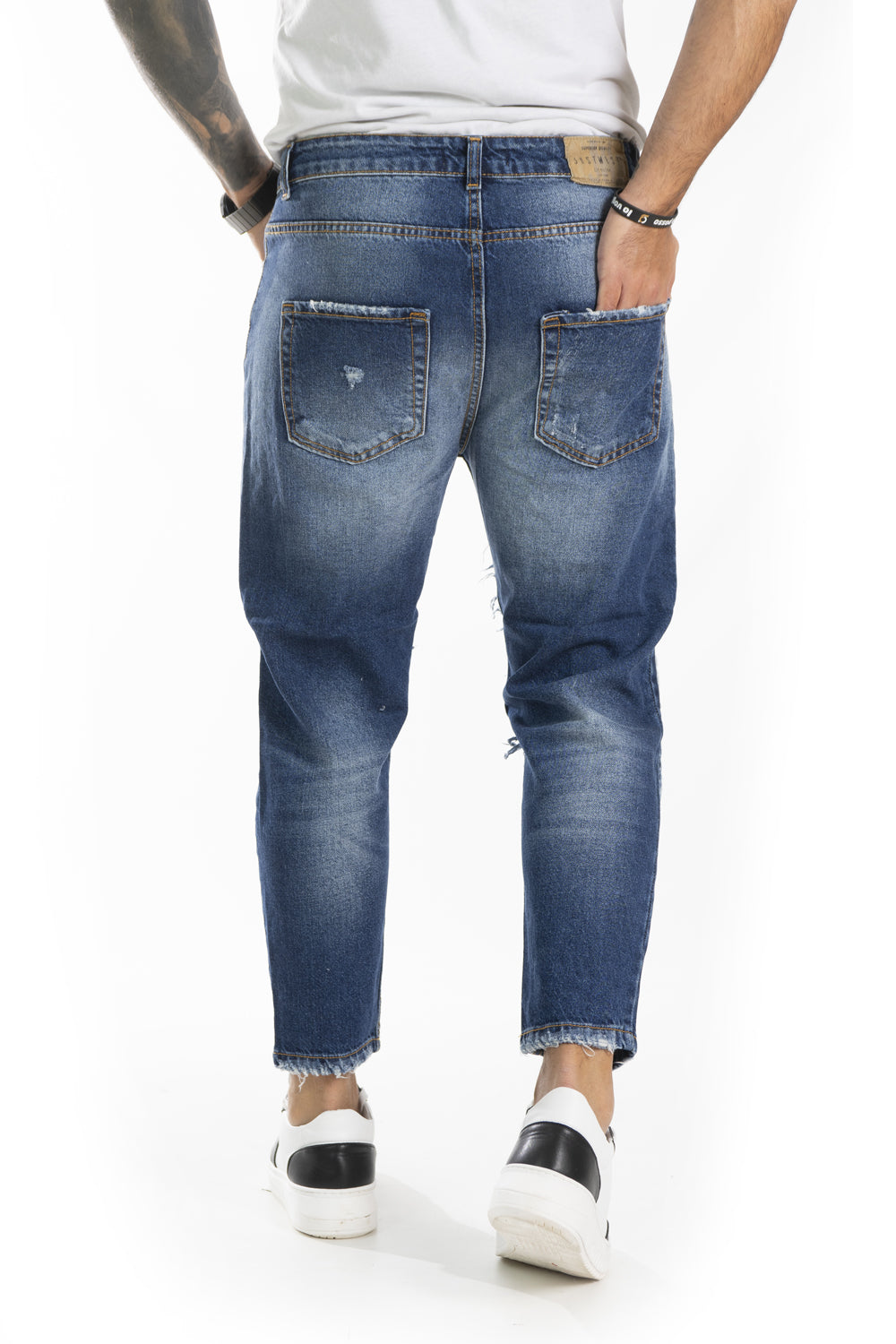 Jeans Uomo Con Strappi e Toppe 5 tasche art. Js408