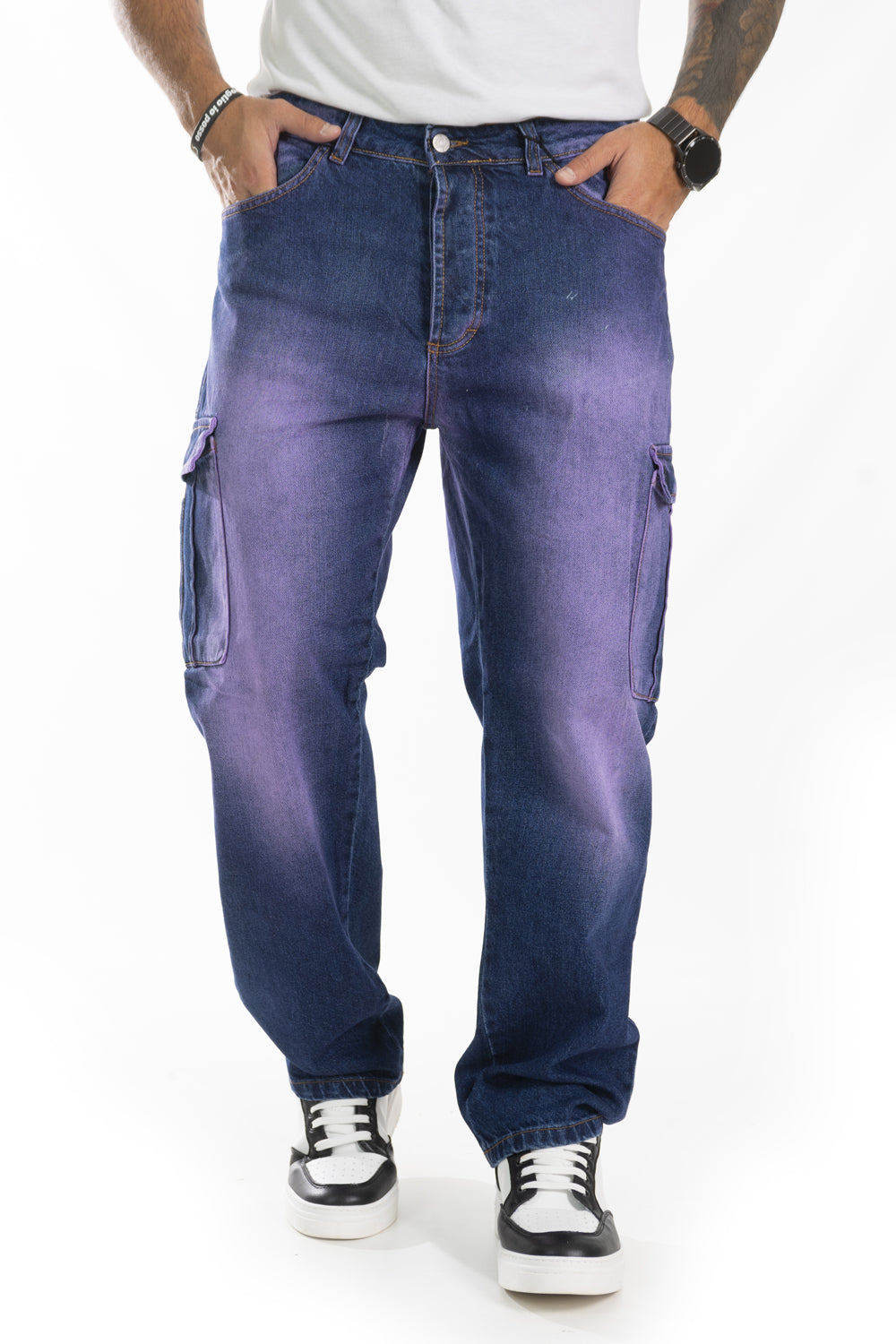 Jeans Uomo Cargo Violet Con Tasconi Art. JS404