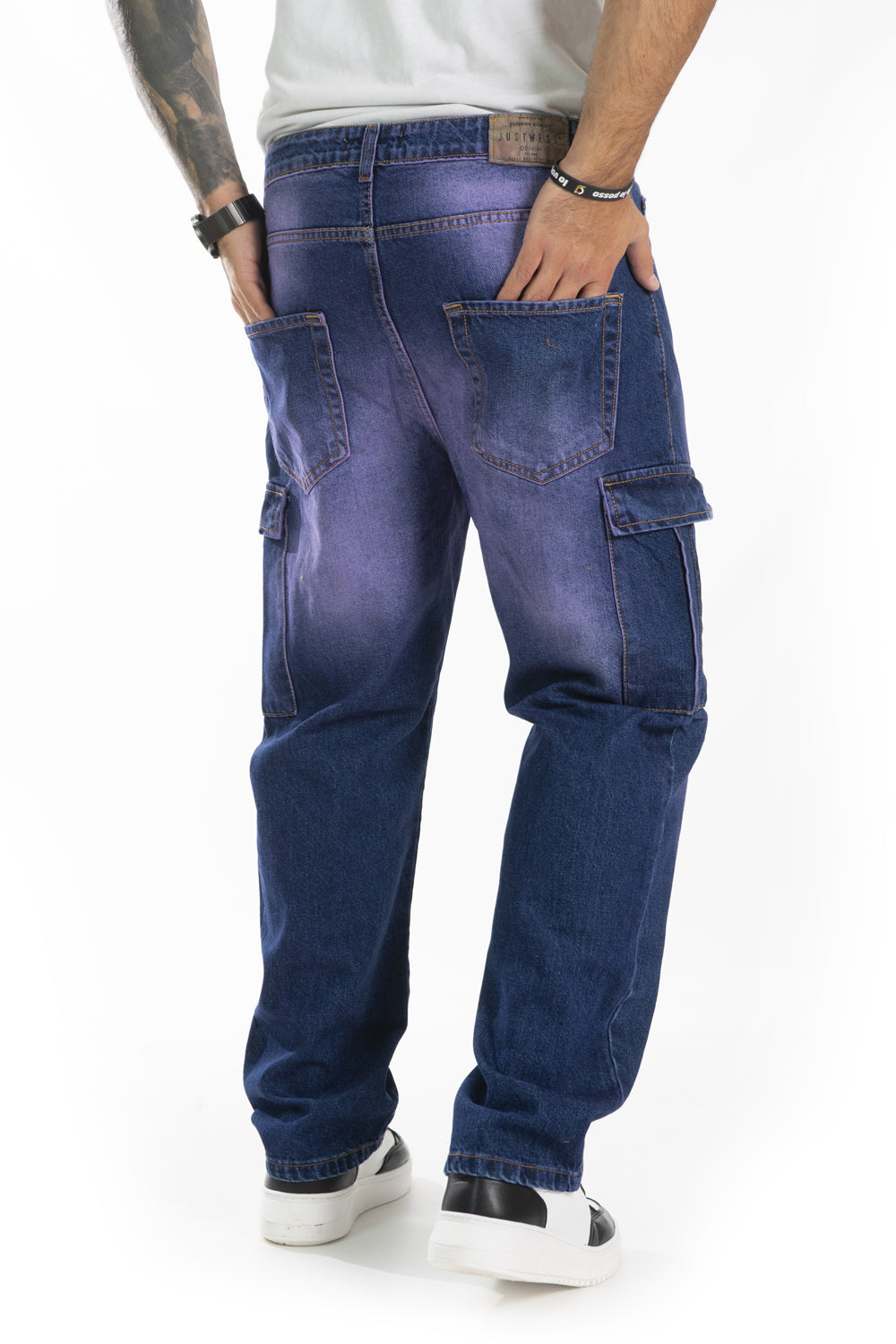 Jeans Uomo Cargo Violet Con Tasconi Art. JS404