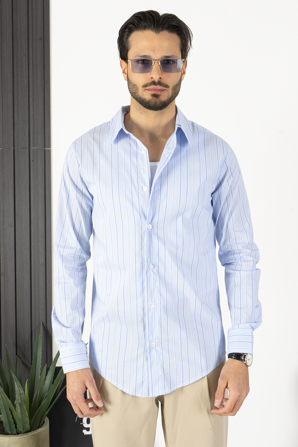 Men's Shirt Wide Stripes Pattern Art. Cm213