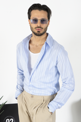 Camicia Uomo Fantasia Righe Larghe Art. Cm213