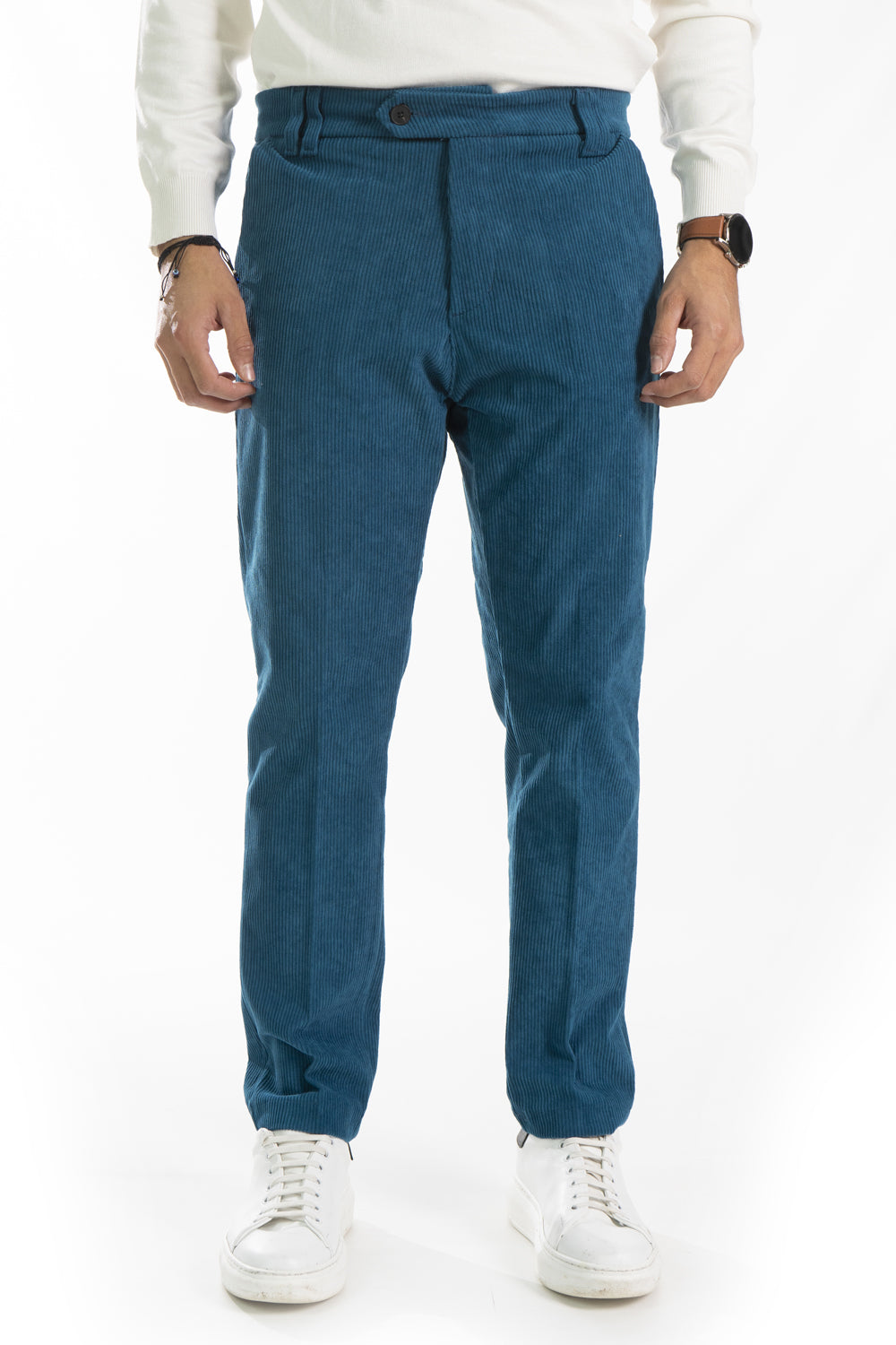 Pantalone Uomo Velluto a Costine Bottone Decentrato Art. Pt178