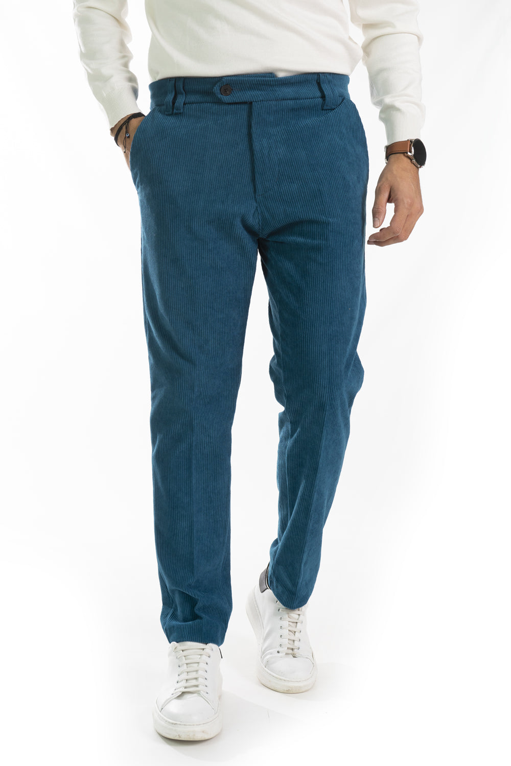 Pantalone Uomo Velluto a Costine Bottone Decentrato Art. Pt178