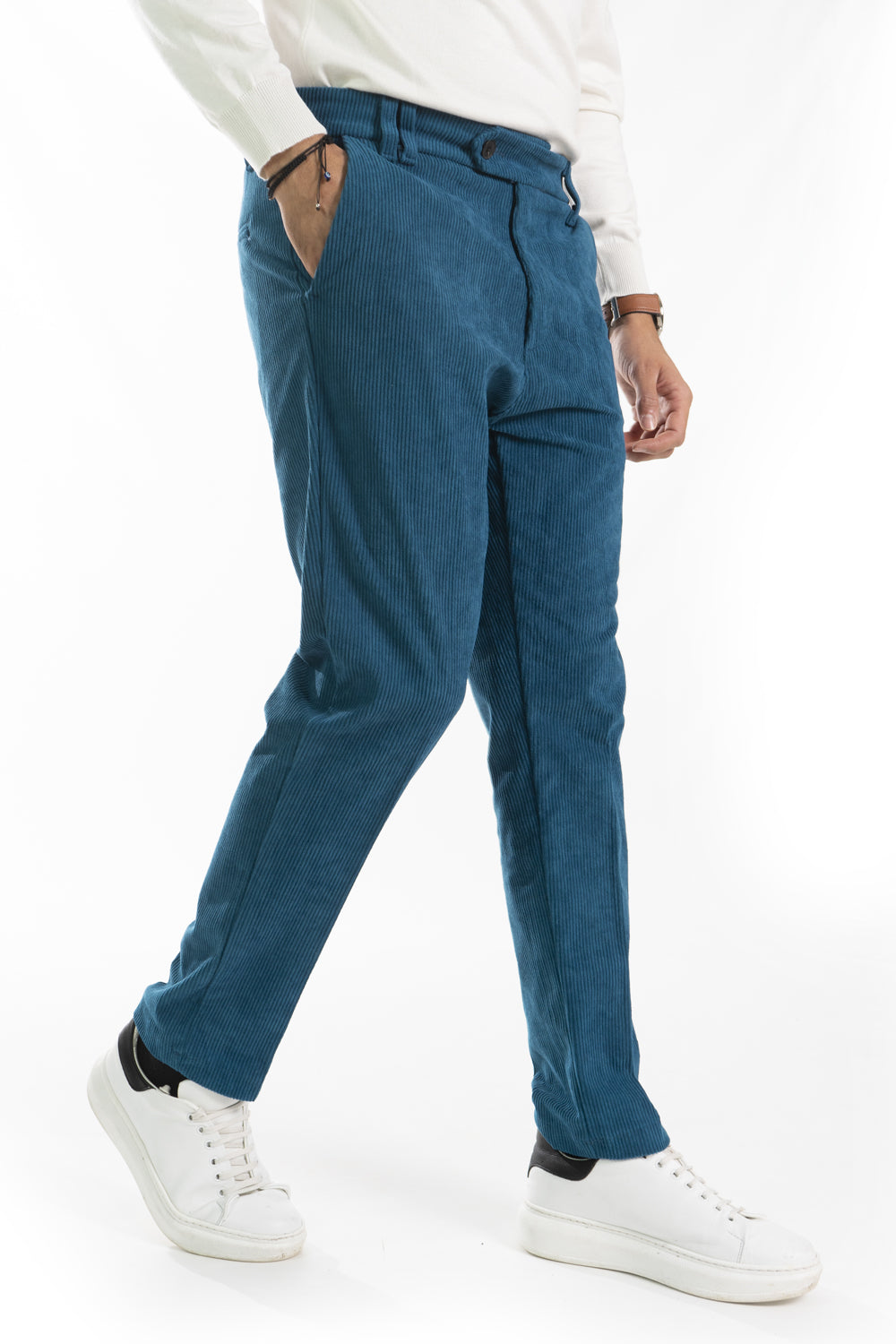 Pantalone Uomo Velluto a Costine Bottone Decentrato Art. Pt178