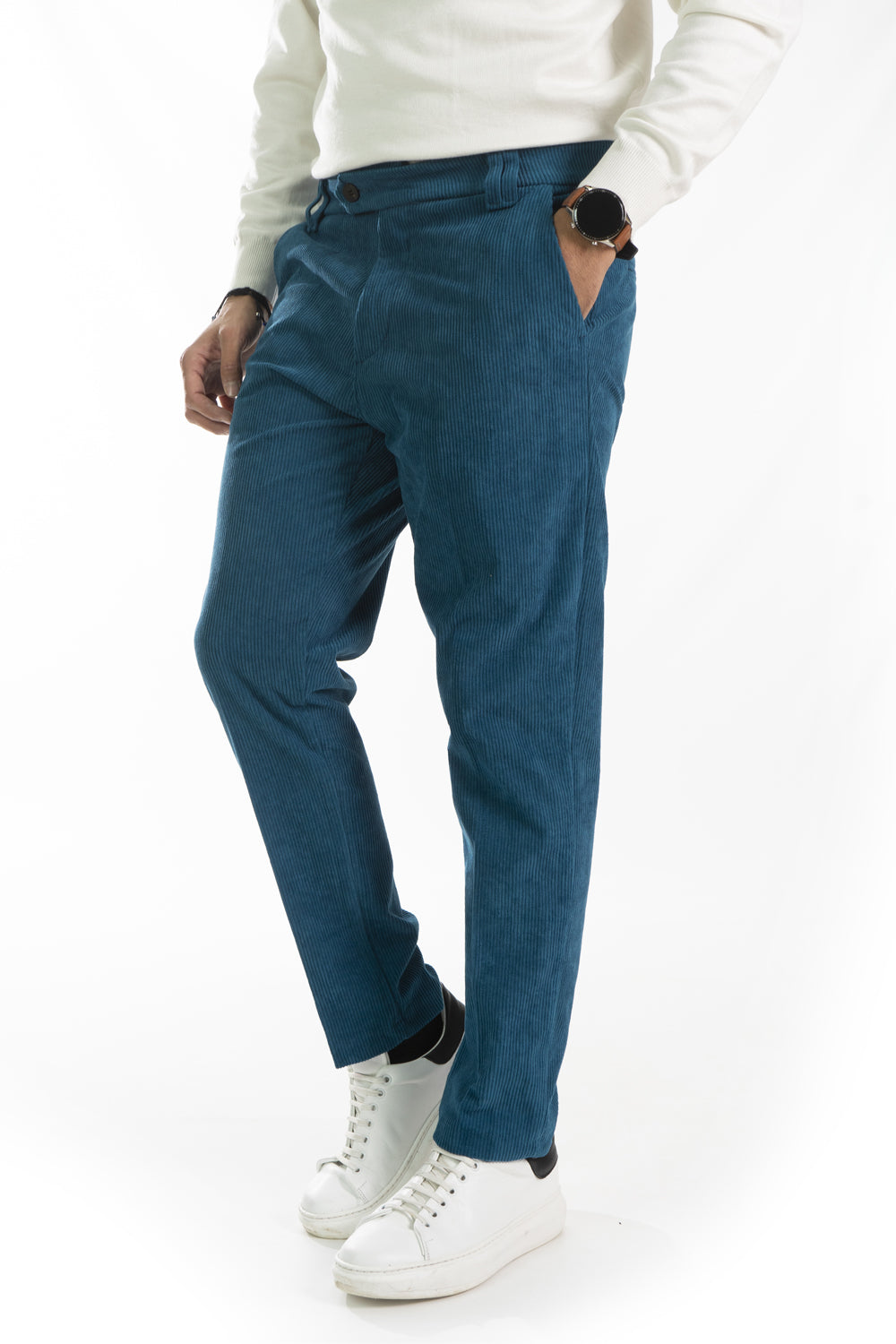 Pantalone Uomo Velluto a Costine Bottone Decentrato Art. Pt178