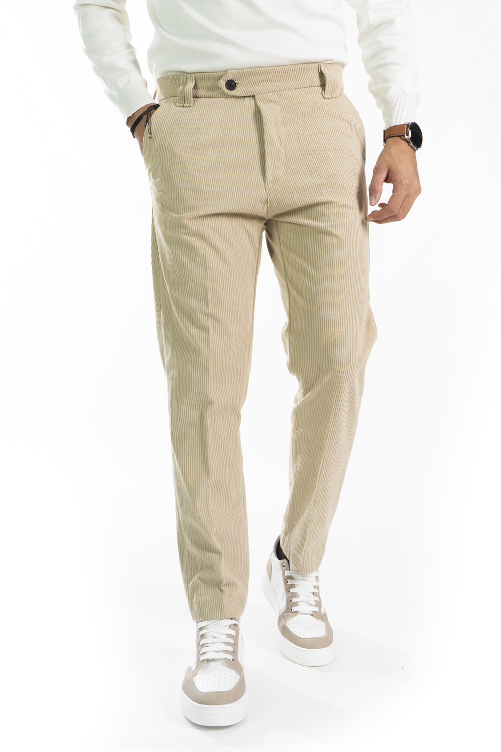 Pantalone Uomo Velluto a Costine Bottone Decentrato Art. Pt178