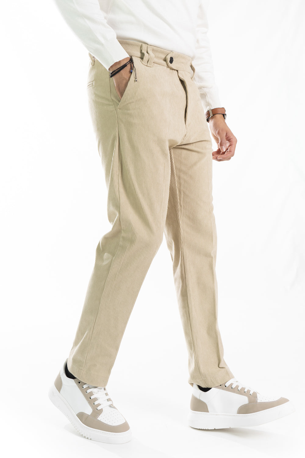 Pantalone Uomo Velluto a Costine Bottone Decentrato Art. Pt178