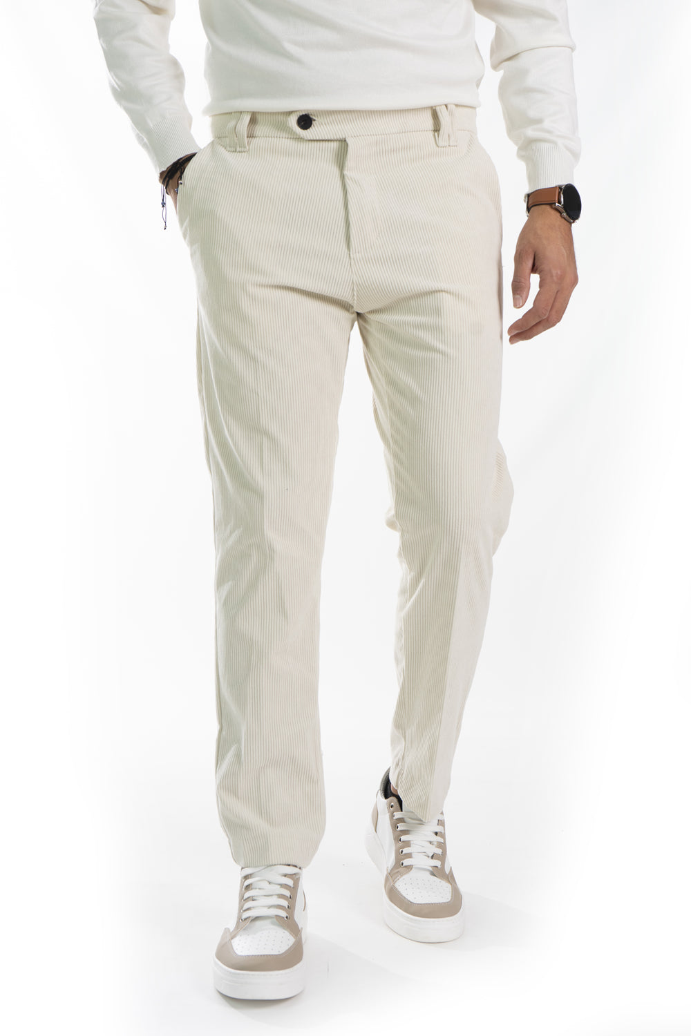 Pantalone Uomo Velluto a Costine Bottone Decentrato Art. Pt178