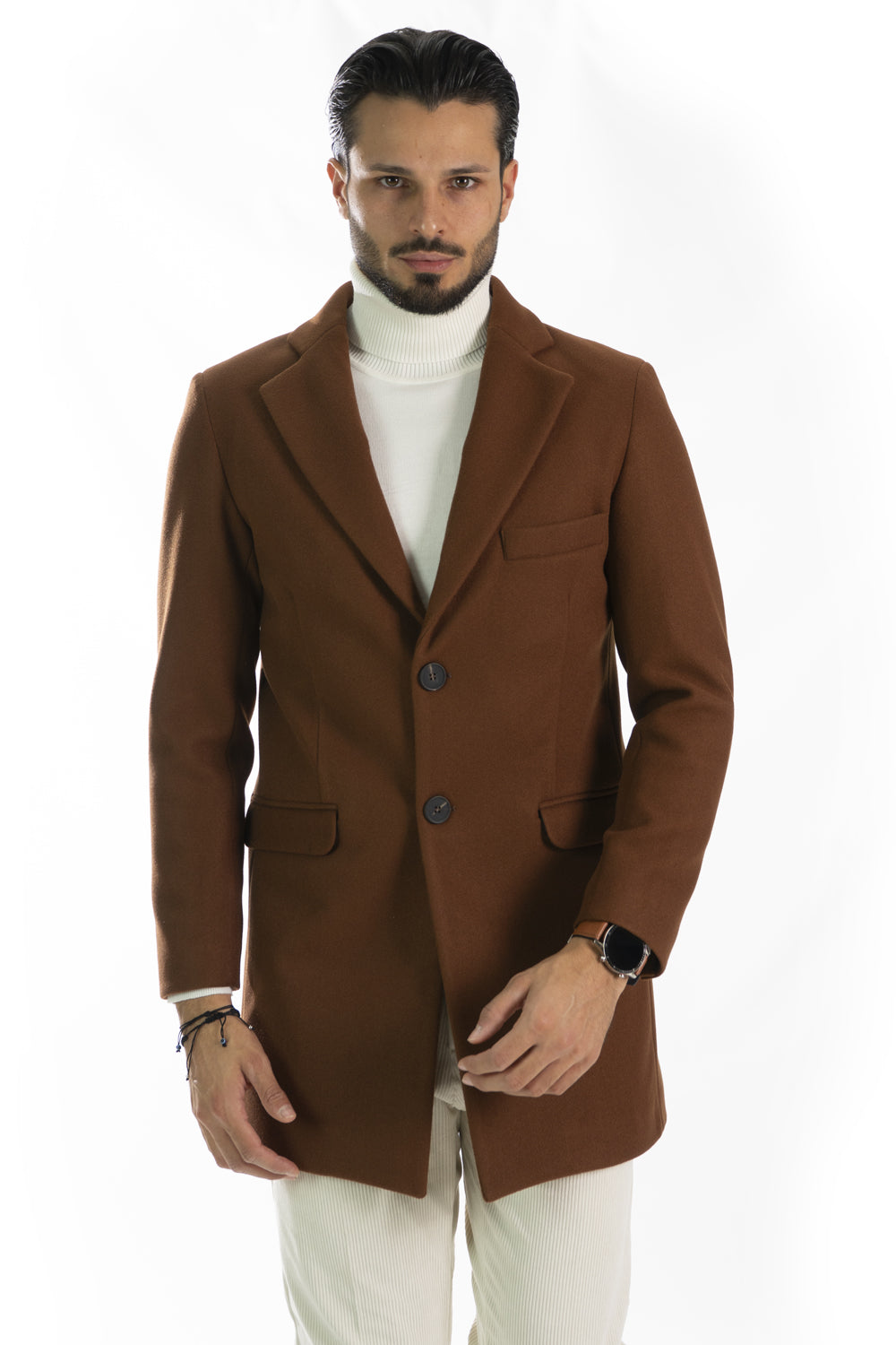 Cappotto Uomo Scollo V Monopetto con Taschino Art. Cp34