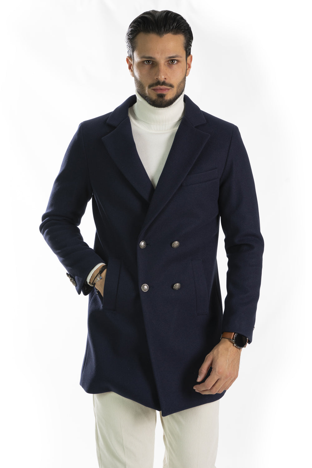 Cappotto Uomo Doppio Petto con bottoni a contrasto Art. Cp33