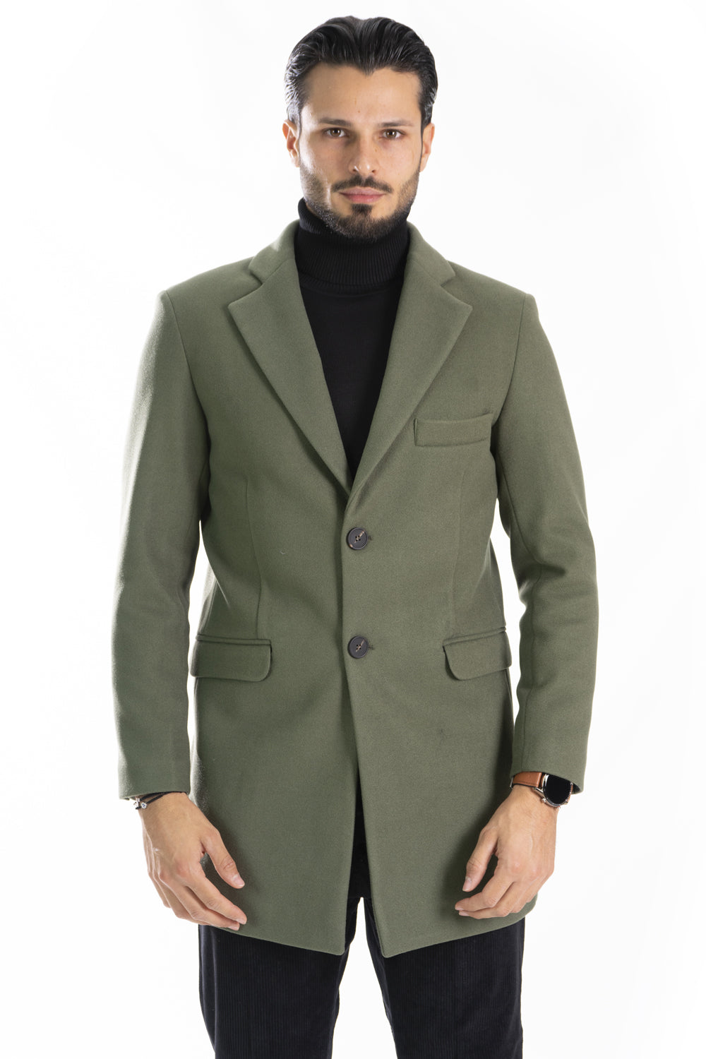 Cappotto Uomo Scollo V Monopetto con Taschino Art. Cp34