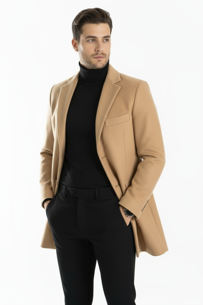 Cappotto Uomo Scollo V Monopetto con Taschino Art. Cp34