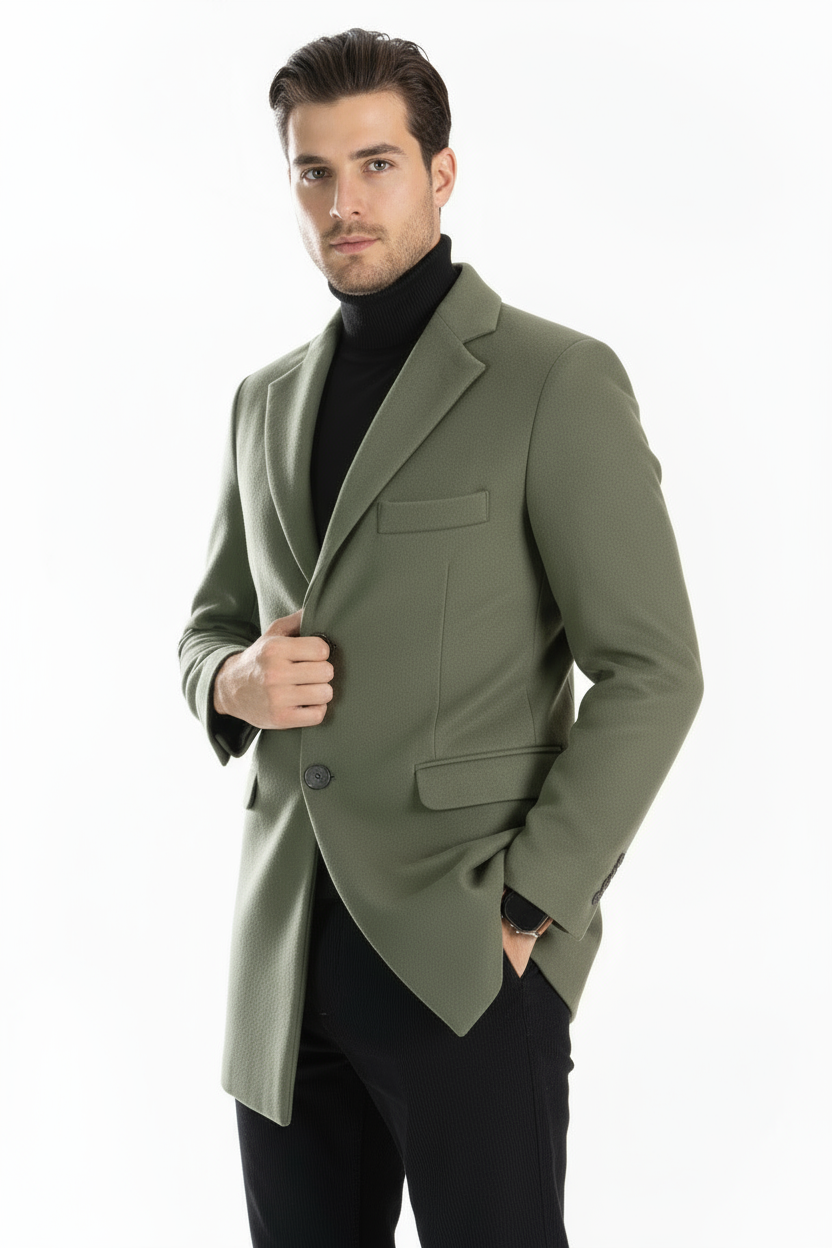 Cappotto Uomo Scollo V Monopetto con Taschino Art. Cp34