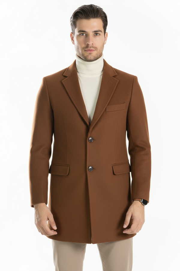 Manteau homme col V simple boutonnage avec poche Art. Cp34