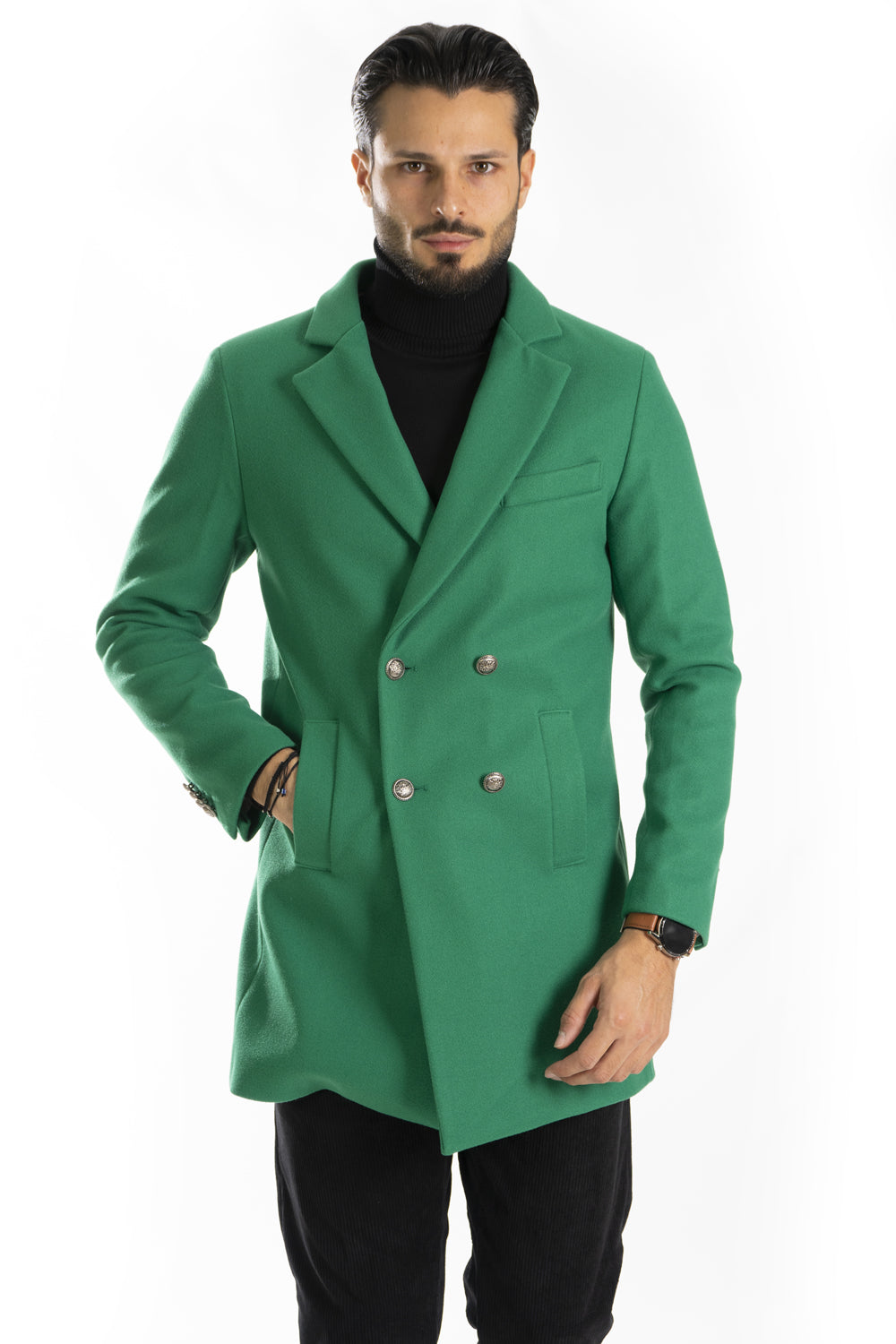 Cappotto Uomo Doppio Petto con bottoni a contrasto Art. Cp33