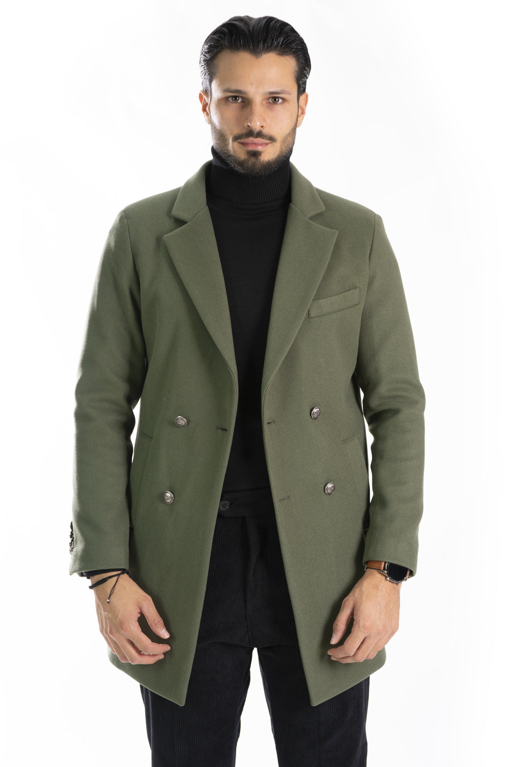 Cappotto Uomo Doppio Petto con bottoni a contrasto Art. Cp33