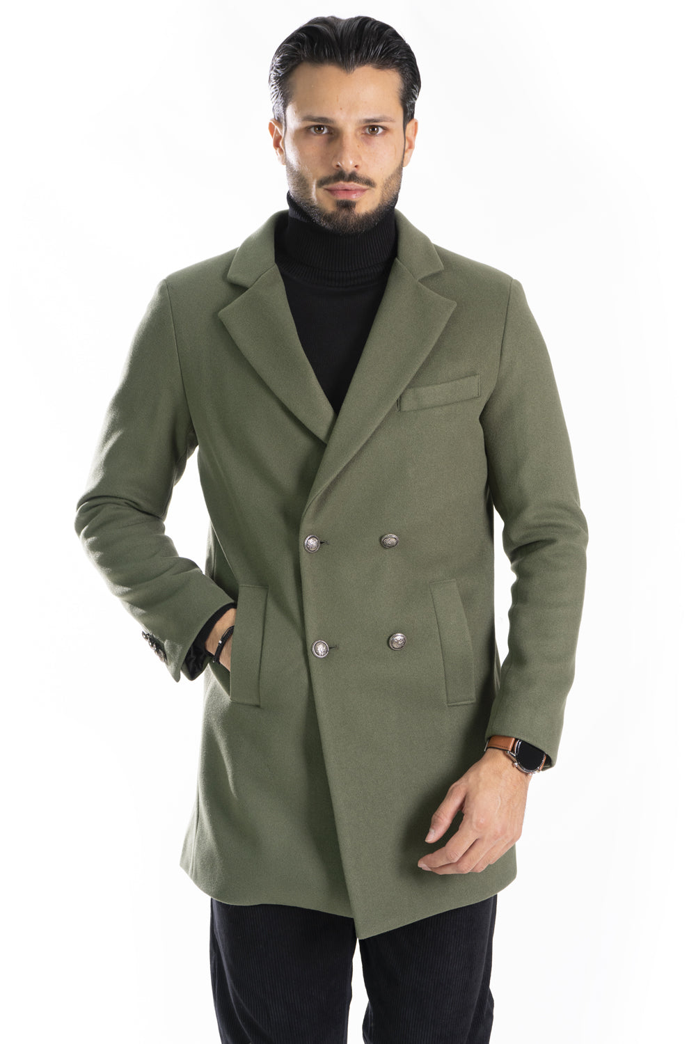 Cappotto Uomo Doppio Petto con bottoni a contrasto Art. Cp33