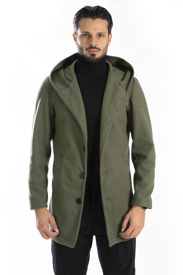 Cappotto Uomo Con Cappuccio Monopetto Art. Cp31
