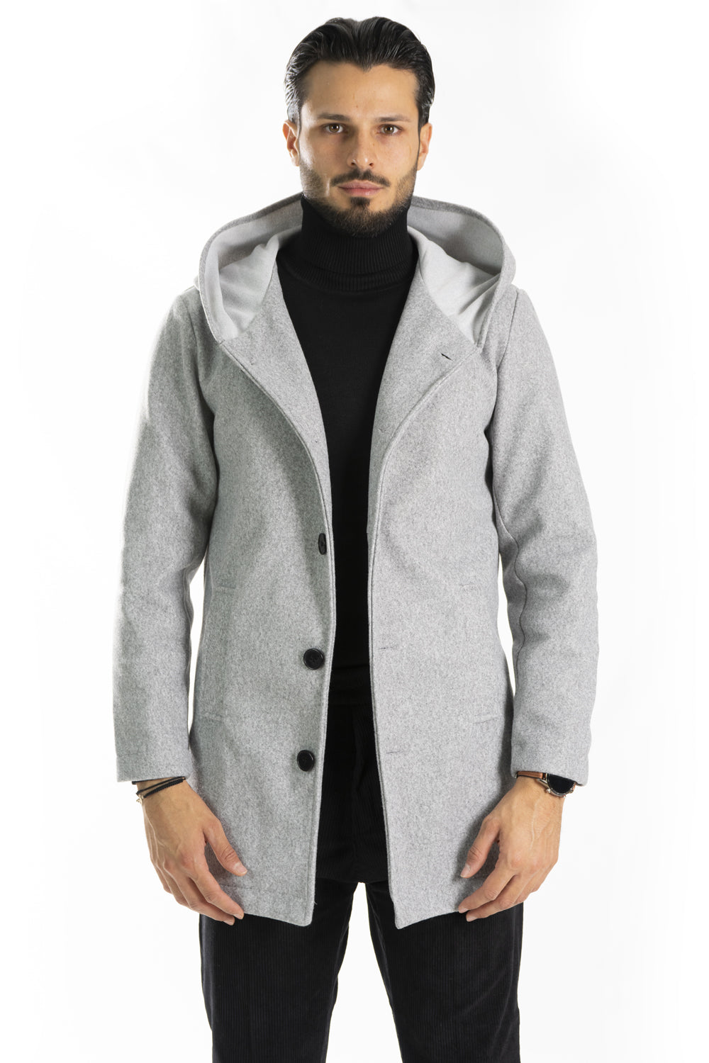 Cappotto Uomo Con Cappuccio Monopetto Art. Cp31