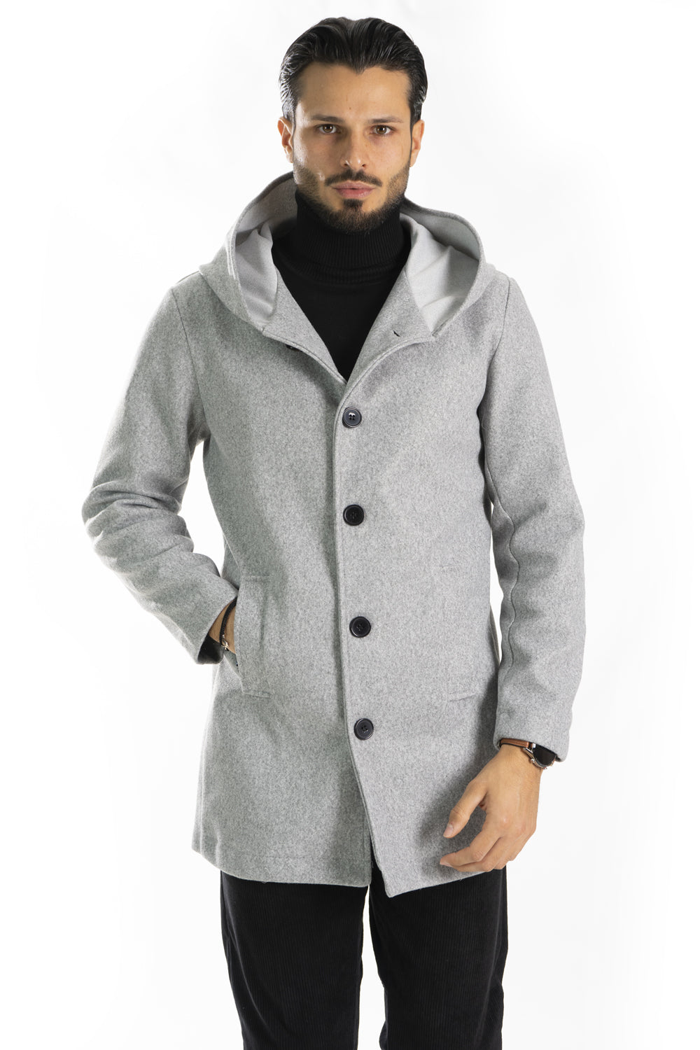 Cappotto Uomo Con Cappuccio Monopetto Art. Cp31