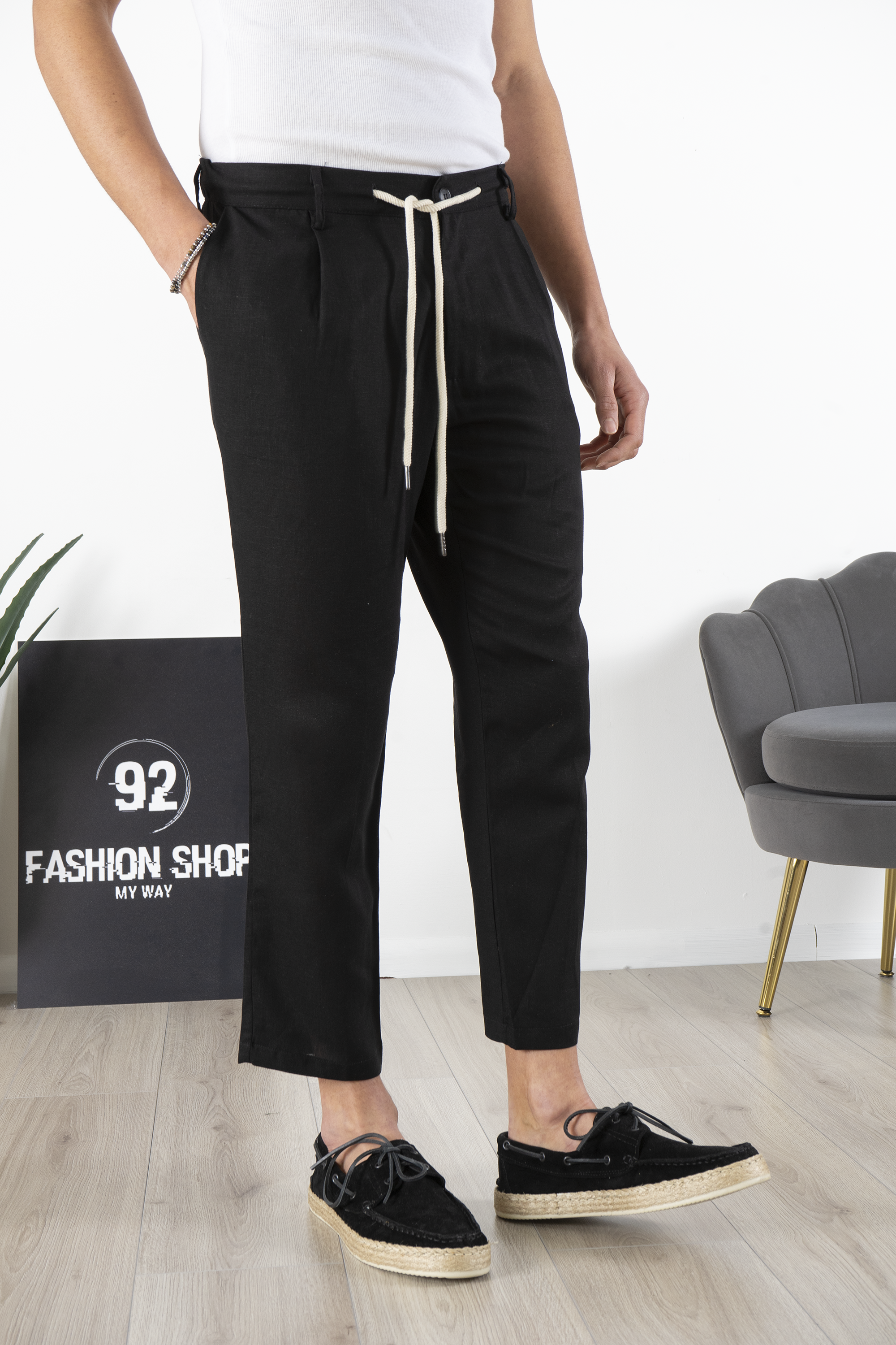 Pantalone In Lino Con Bottone e Coulisse Art. PT192