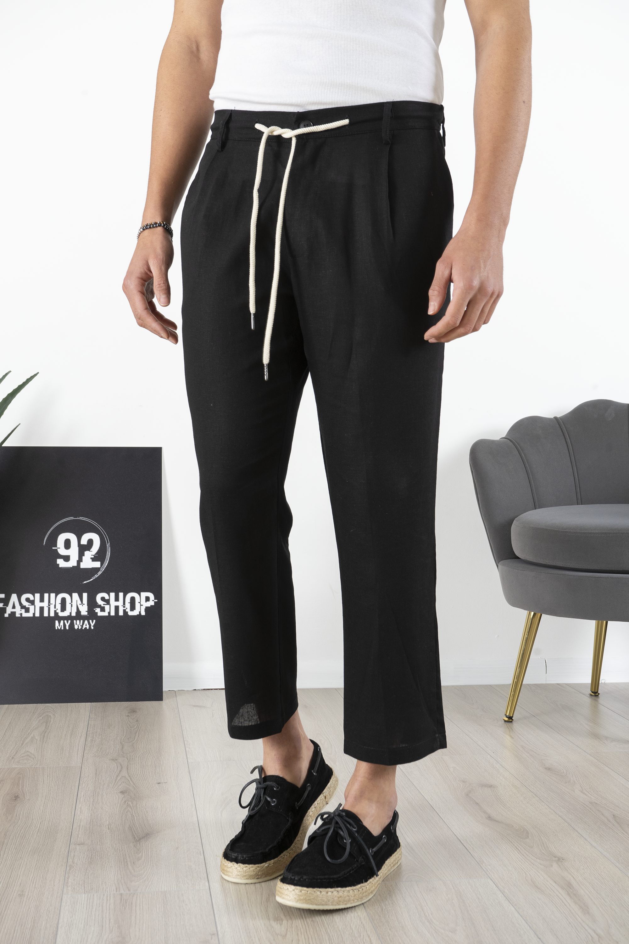 Pantalone In Lino Con Bottone e Coulisse Art. PT192